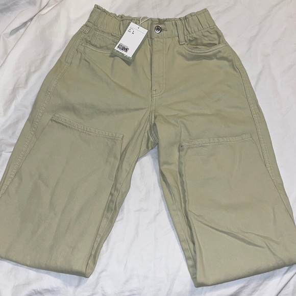 NWT H&M Paperbag/Mom Jean Cotton Pants - Picture 2 of 5